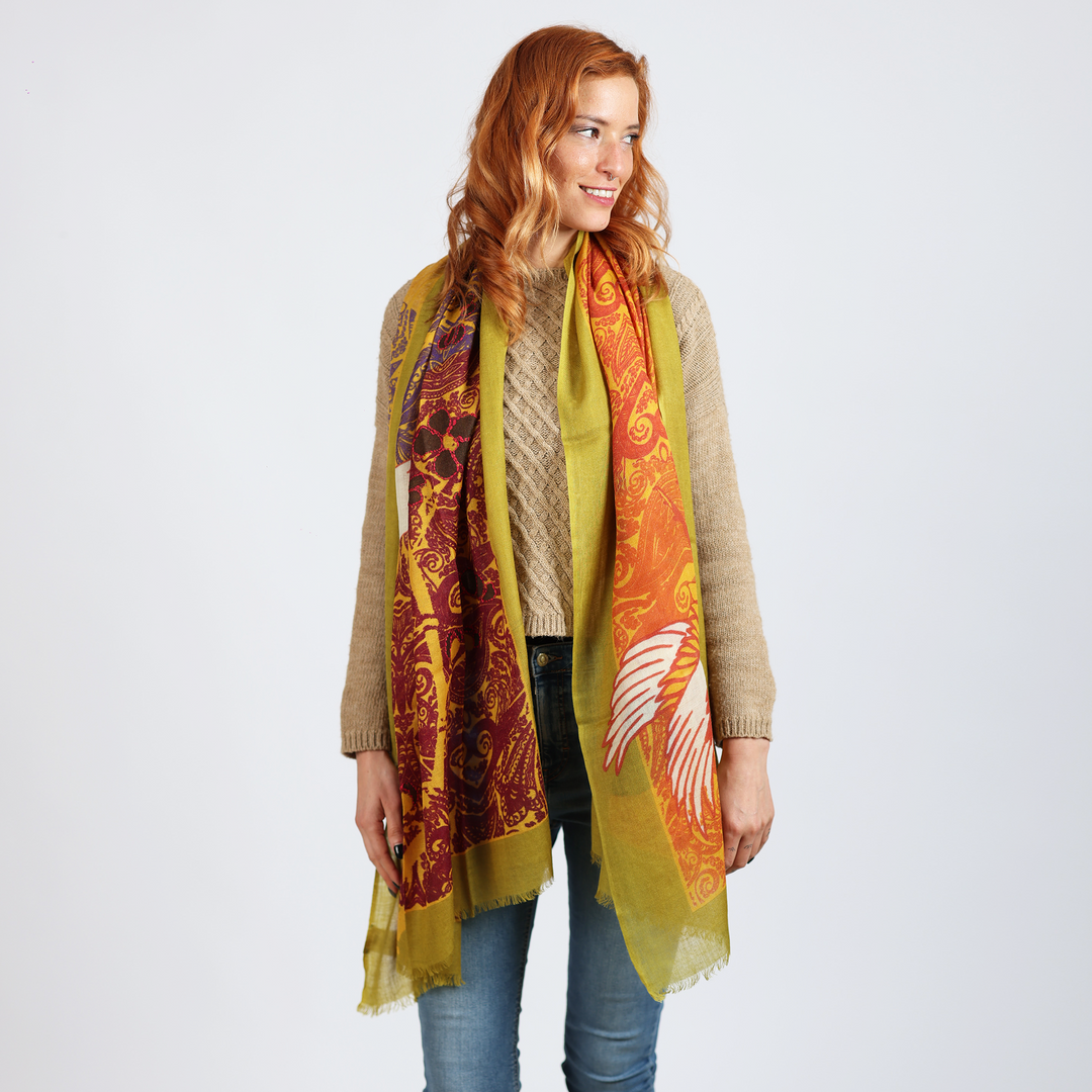 Aironi - sciarpa di lana ricamata