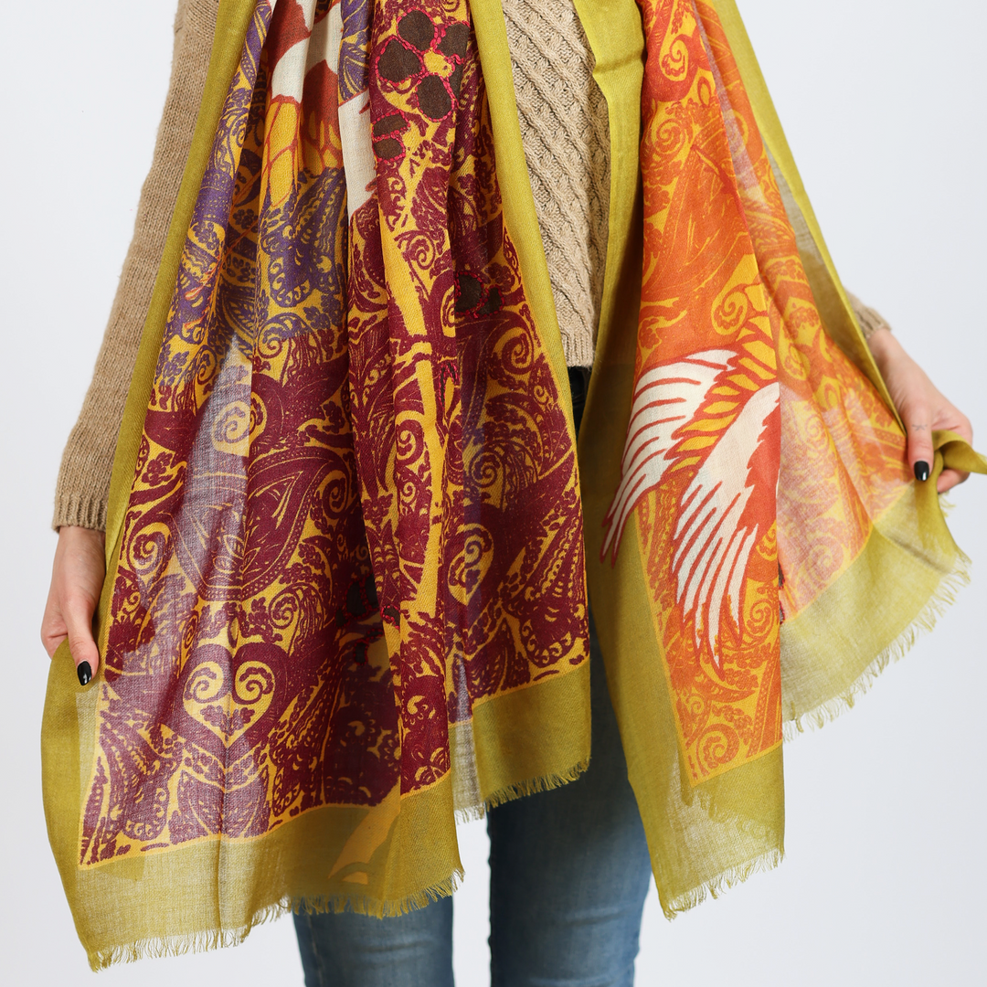 Aironi - sciarpa di lana ricamata