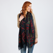 Bambù - embroidered wool scarf