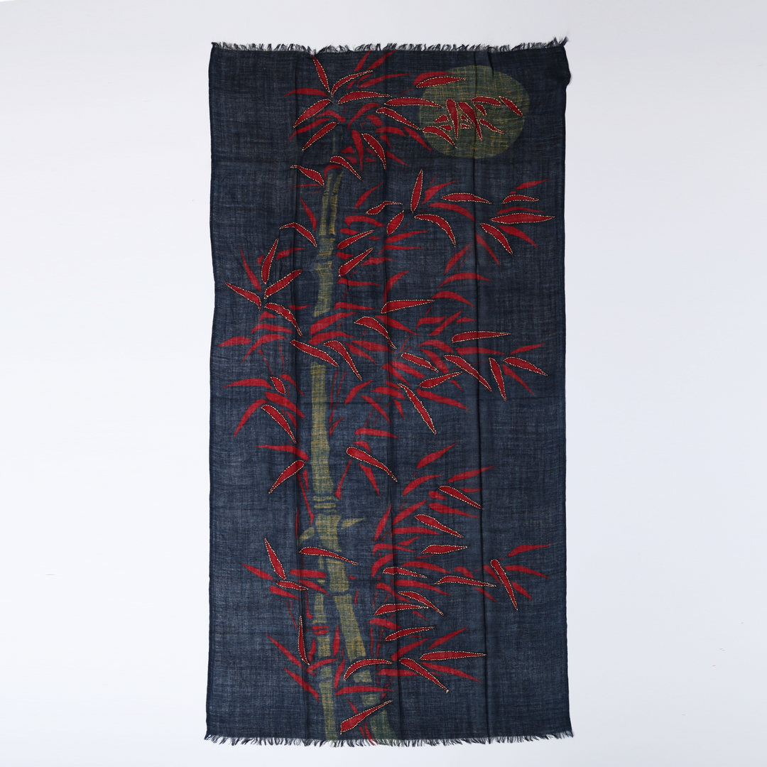 Bambù - sciarpa di lana ricamata