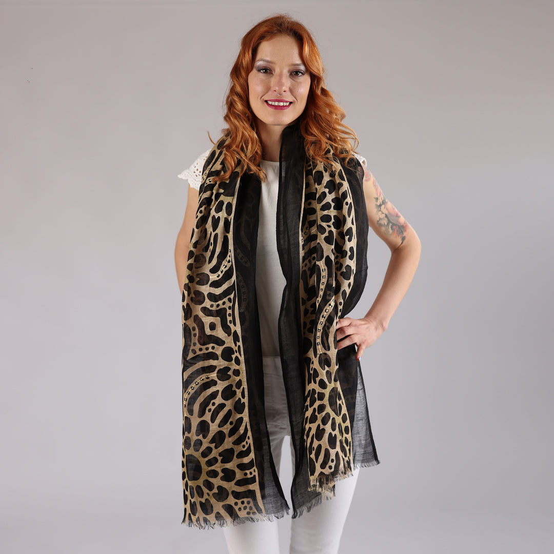 Crochet - sciarpa in cotone/lino con ricamo