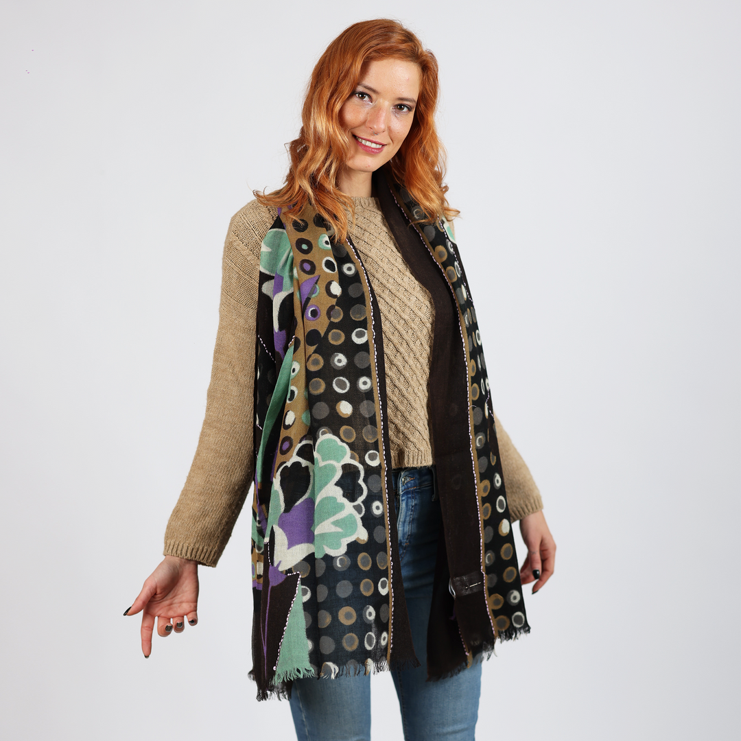 Florentina - sciarpa di lana ricamata