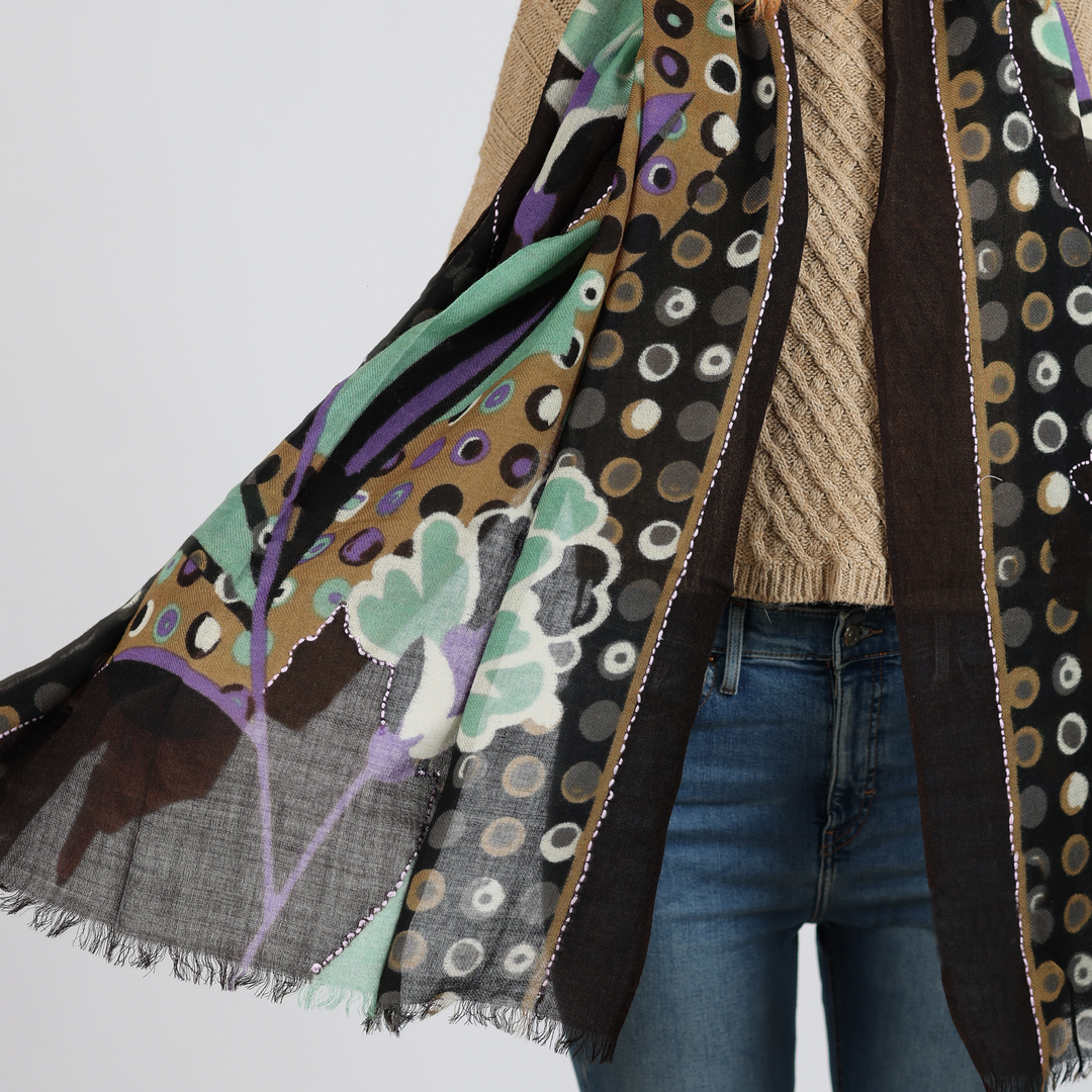 Florentina - sciarpa di lana ricamata