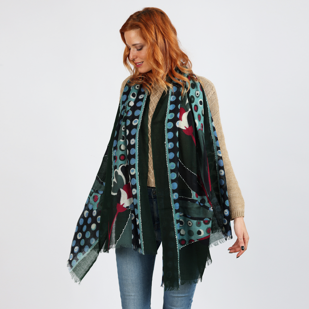 Florentina - sciarpa di lana ricamata