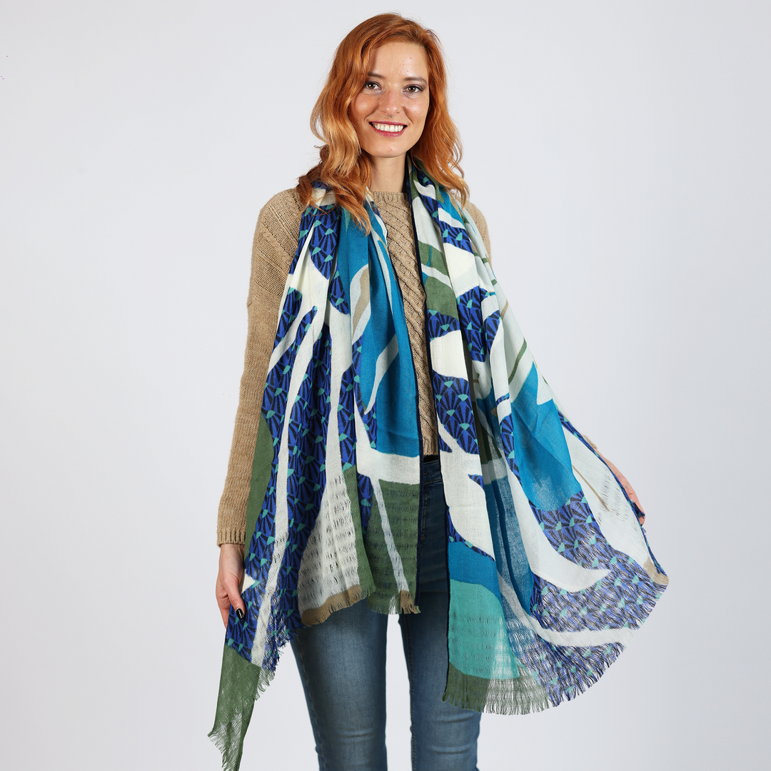 Gardenia - sciarpa di lana con bordi in velluto