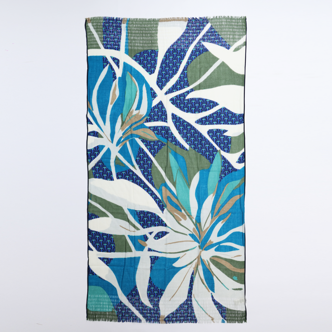 Gardenia - sciarpa di lana con bordi in velluto