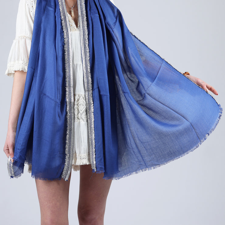 Colors - modal/silk scarf with embroidered ribbons