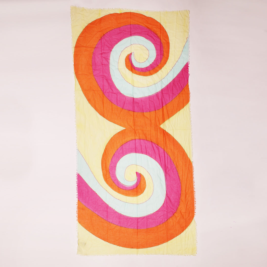 Spirale - hand painted and embroidered cotton scarf