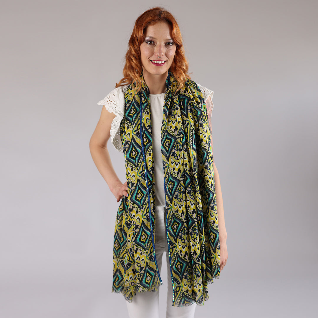 Kerala - sciarpa in twill di cotone con paillettes