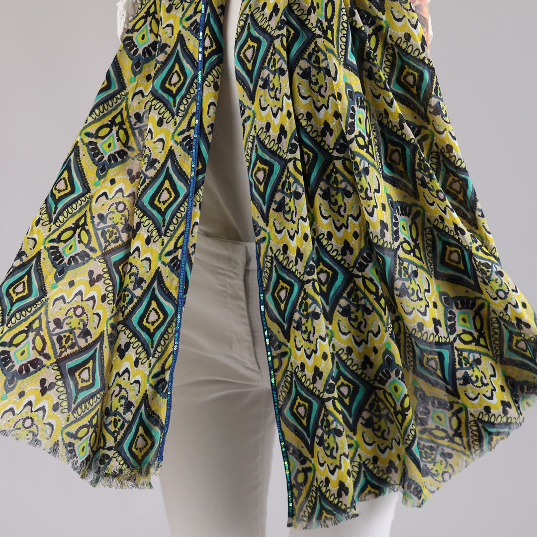 Kerala - sciarpa in twill di cotone con paillettes