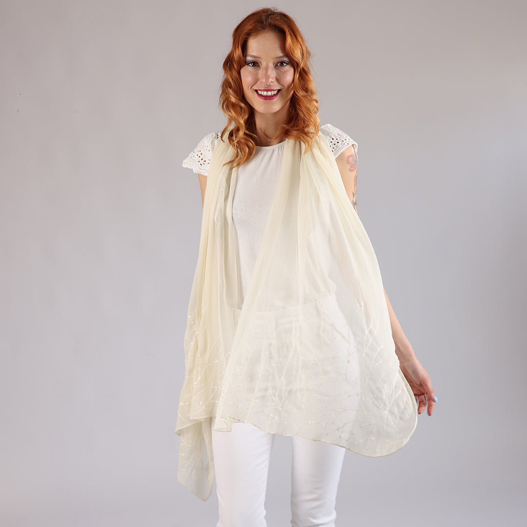 Madreperla - embroidered chiffon scarf