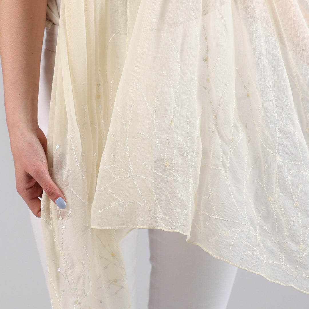 Madreperla - embroidered chiffon scarf