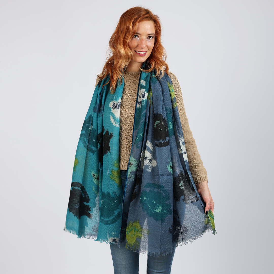 Mascara - wool scarf with velvet ribbons