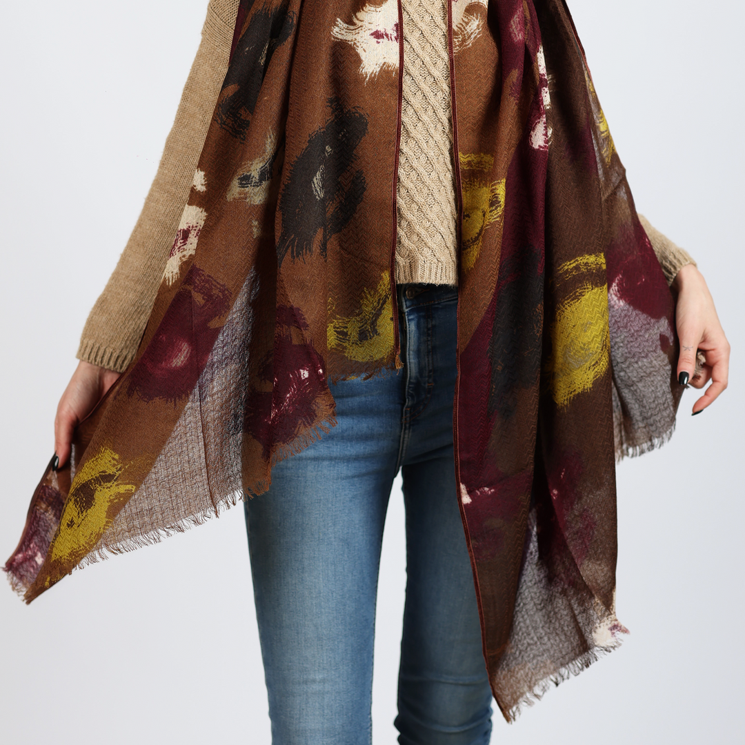 Mascara - wool scarf with velvet ribbons