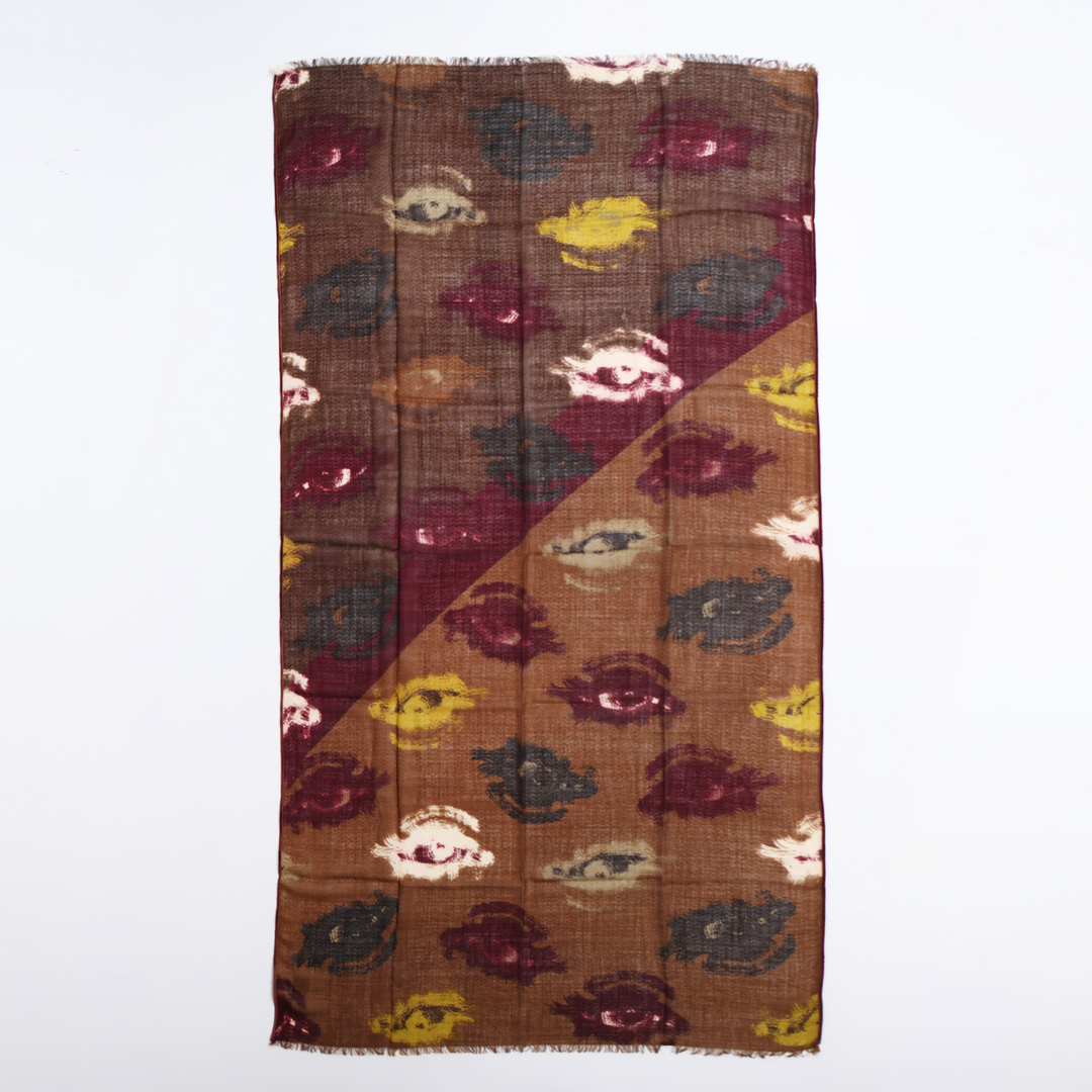 Mascara - wool scarf with velvet ribbons