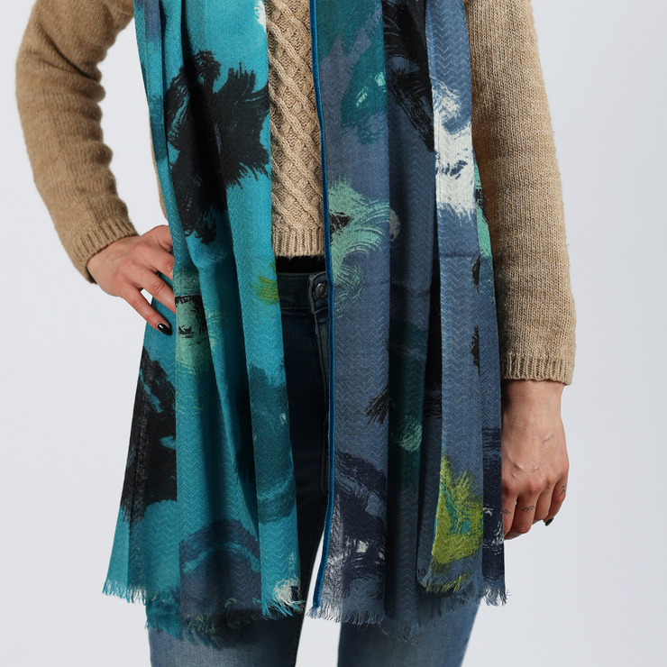 Mascara - wool scarf with velvet ribbons