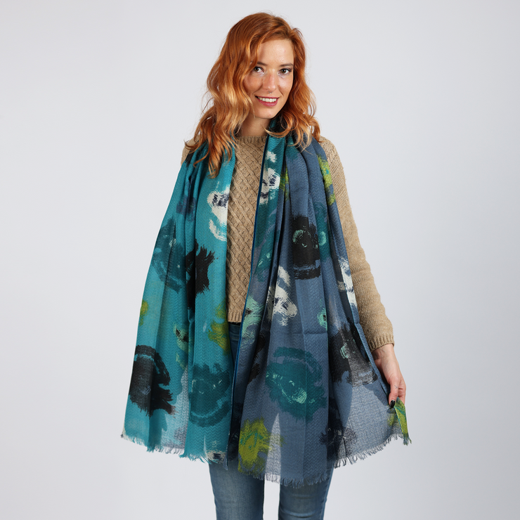 Mascara - wool scarf with velvet ribbons