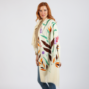 Mildred - embroidered viscose/wool scarf