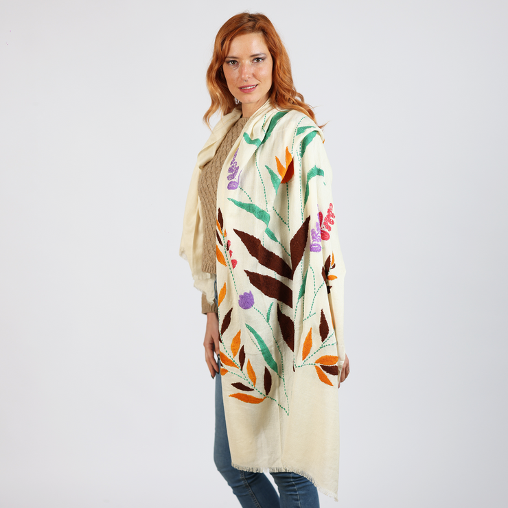 Mildred - embroidered viscose/wool scarf