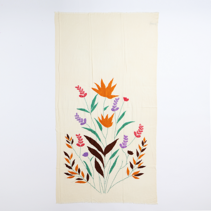 Mildred - embroidered viscose/wool scarf
