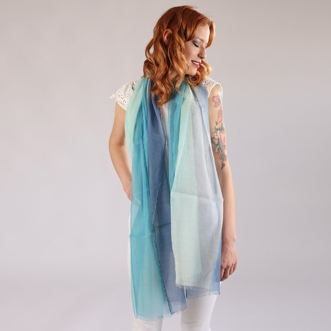 Nuance - sciarpa in cotone/seta sfumata