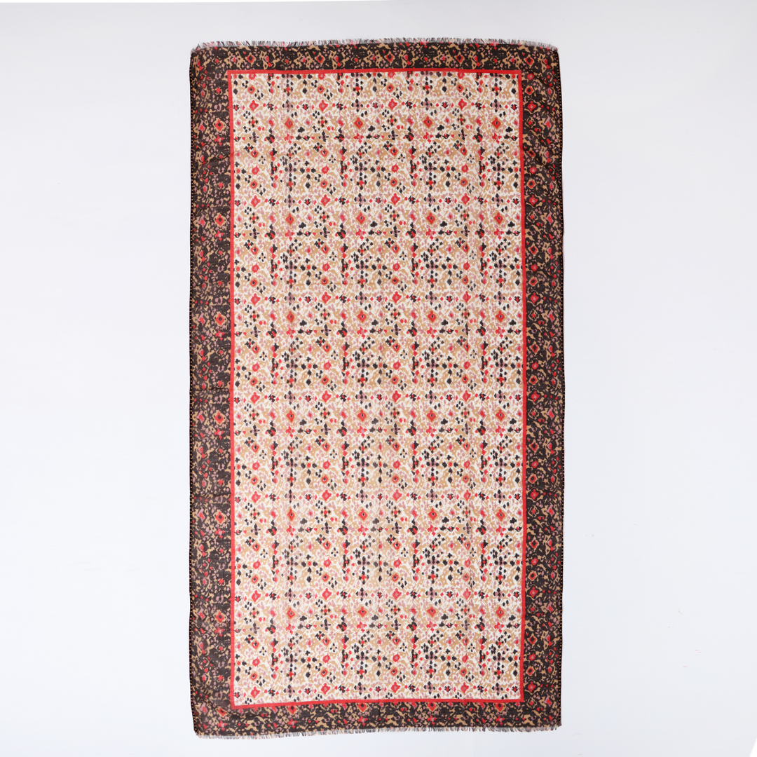 Odisha - wool/viscose scarf with embroidered ribbons
