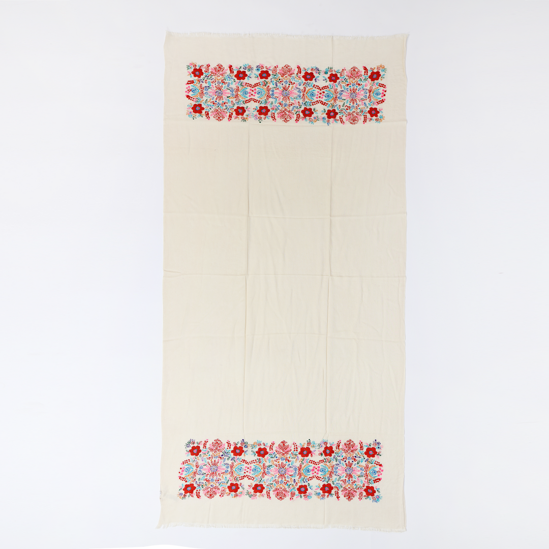 Otomi - sciarpa di viscosa/lana ricamata