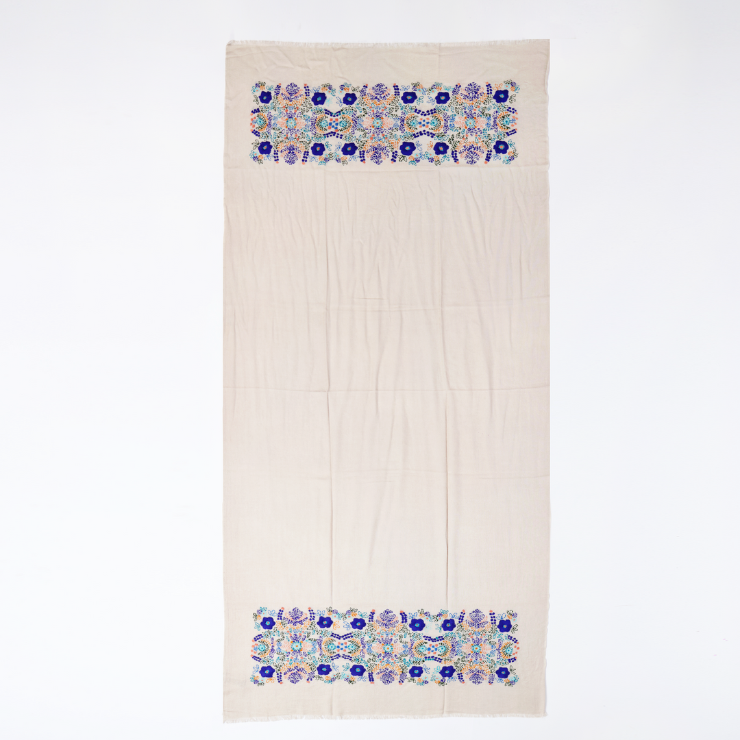 Otomi - sciarpa di viscosa/lana ricamata
