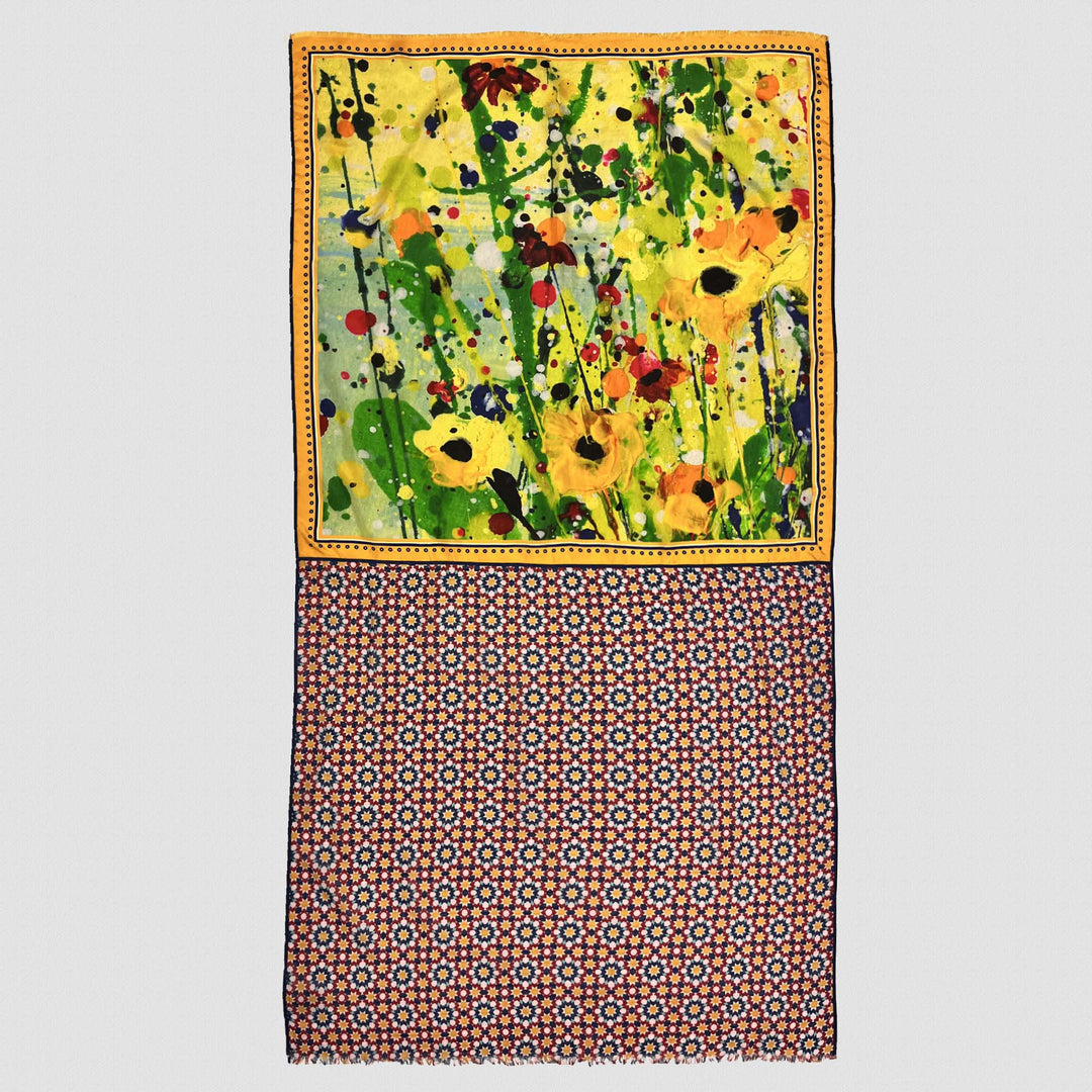 Adelaide - sciarpa in seta/cotone con bordi in grosgrain