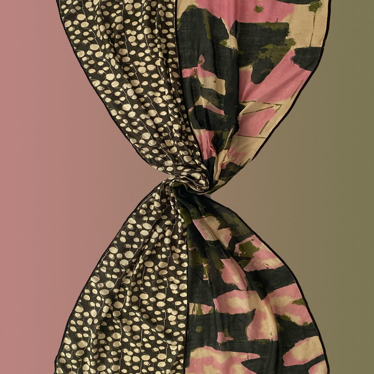 Artemisia - Wool and silk scarf with velvet ribbons