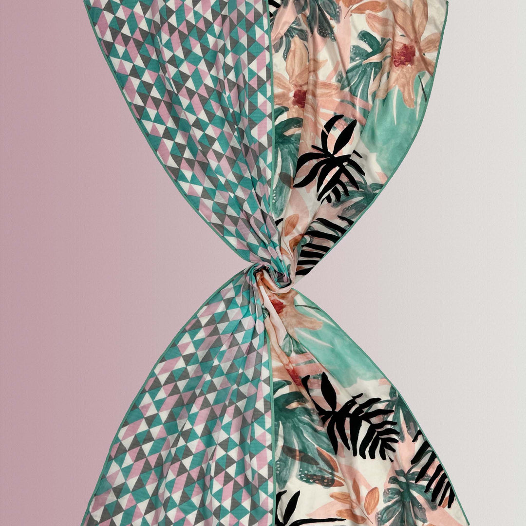 Brasilia - sciarpa in seta/cotone con bordi in grosgrain