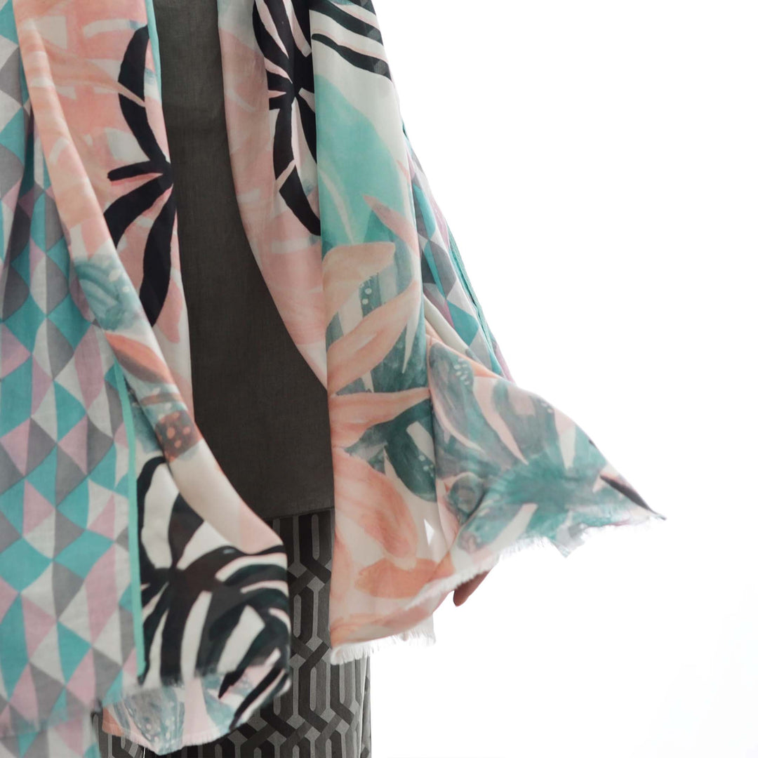 Brasilia - sciarpa in seta/cotone con bordi in grosgrain