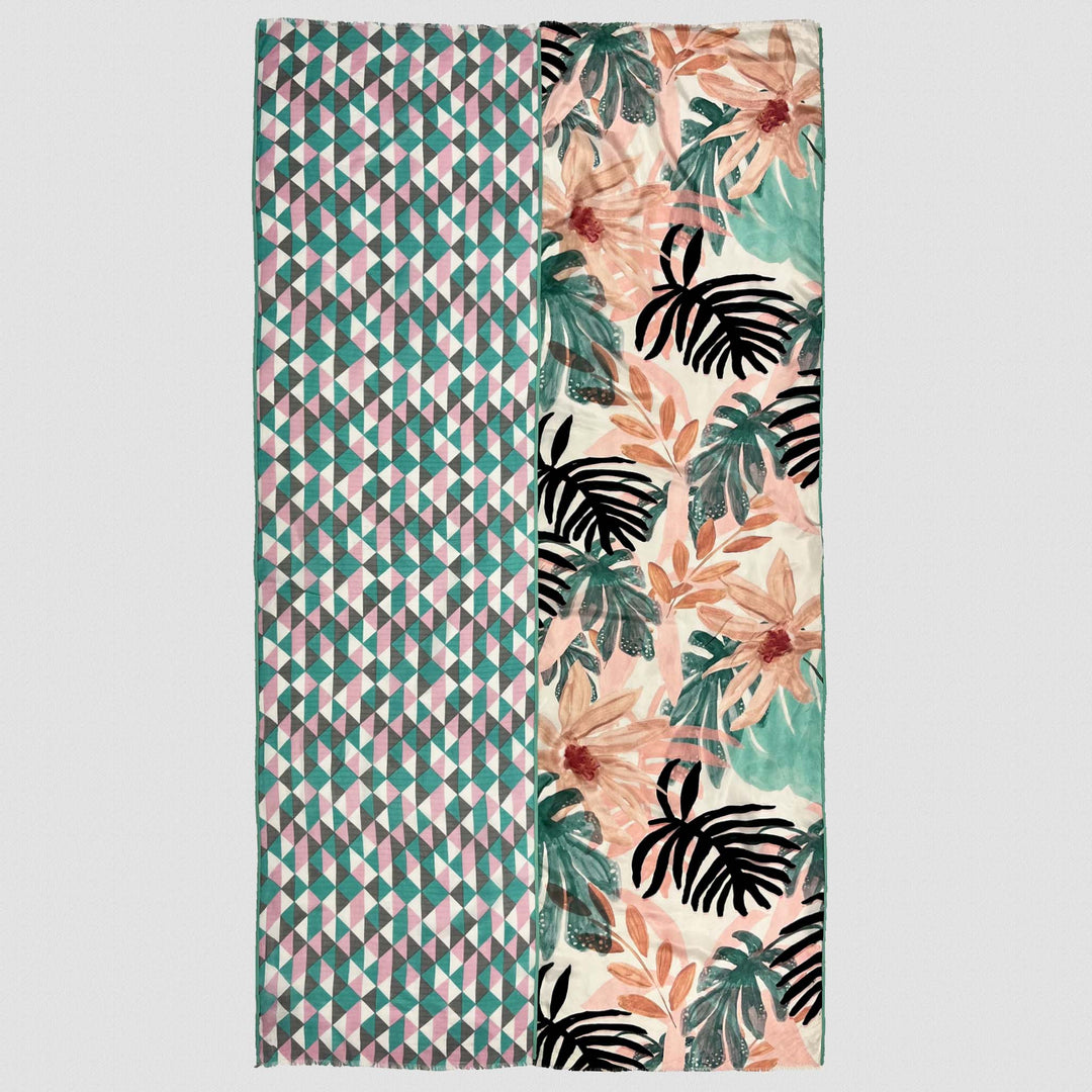 Brasilia - sciarpa in seta/cotone con bordi in grosgrain