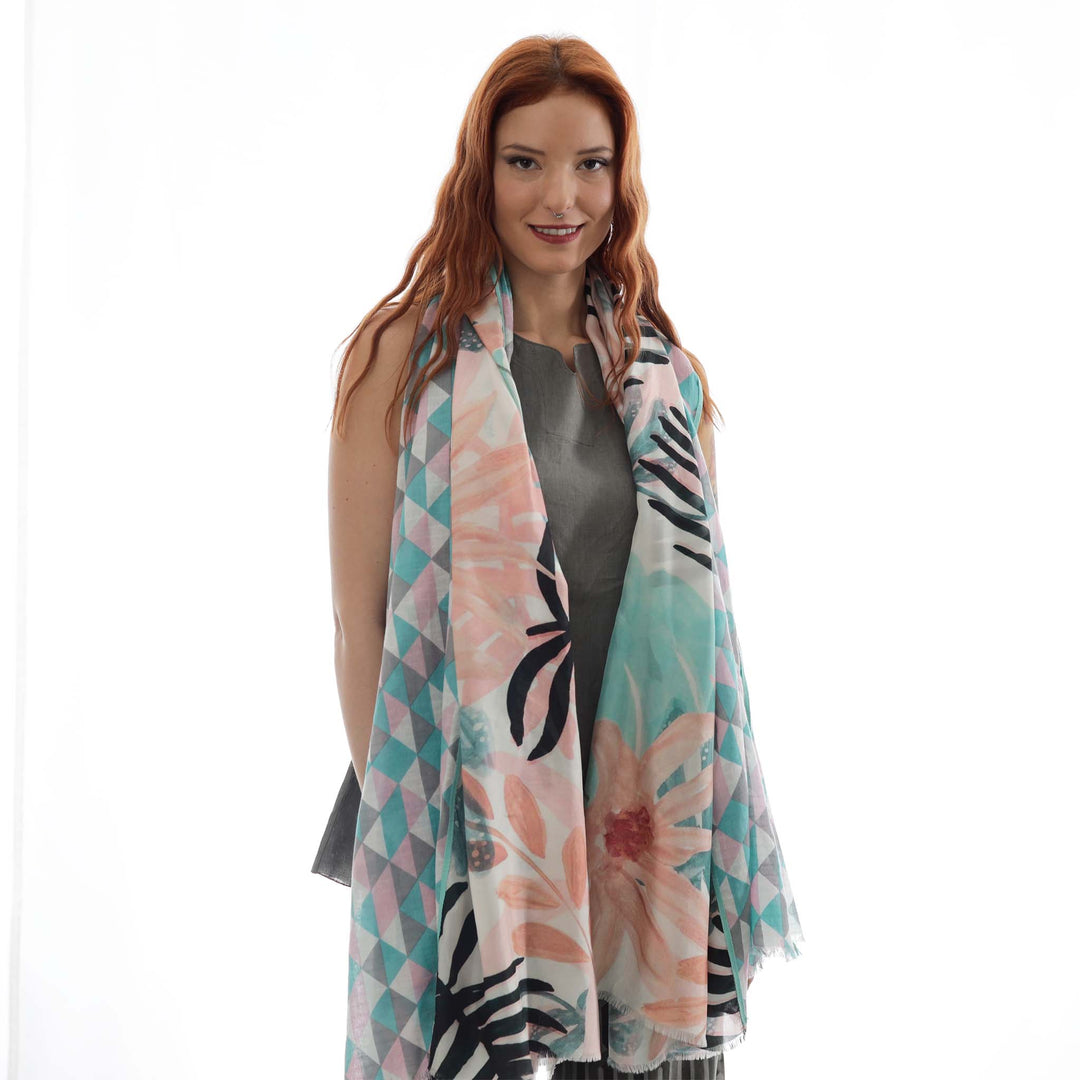 Brasilia - sciarpa in seta/cotone con bordi in grosgrain