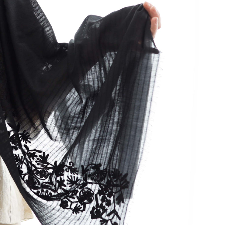 Dubai - Embroidered cotton / modal scarf