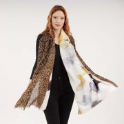 Farfalla - wool and silk scarf with velvet ribbons