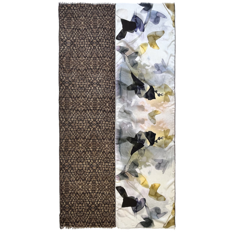 Farfalla - sciarpa in lana e seta con bordi in velluto