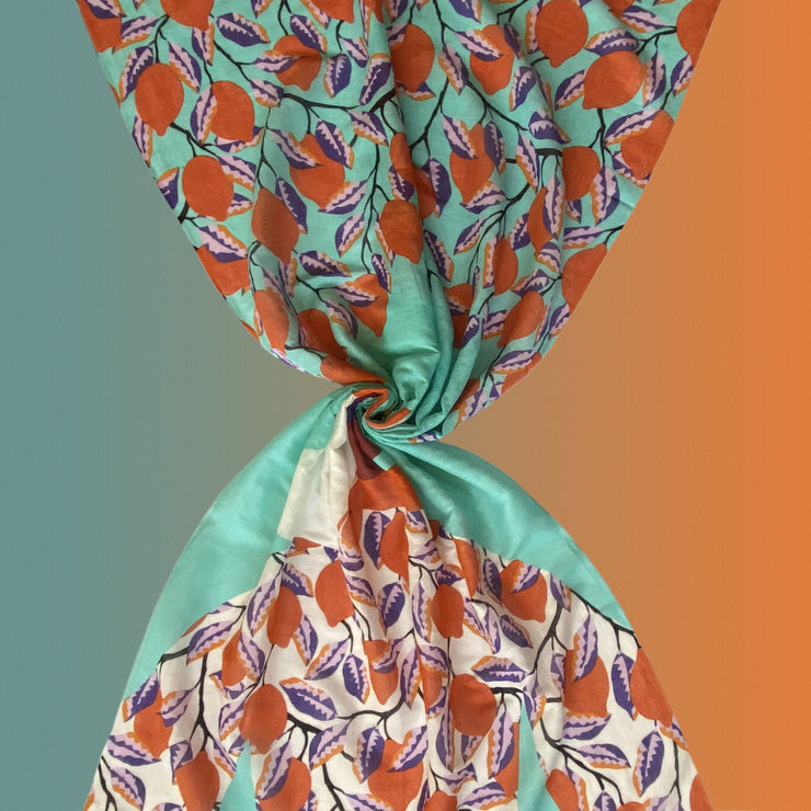 Haiti aquamarine - cotton / linen scarf