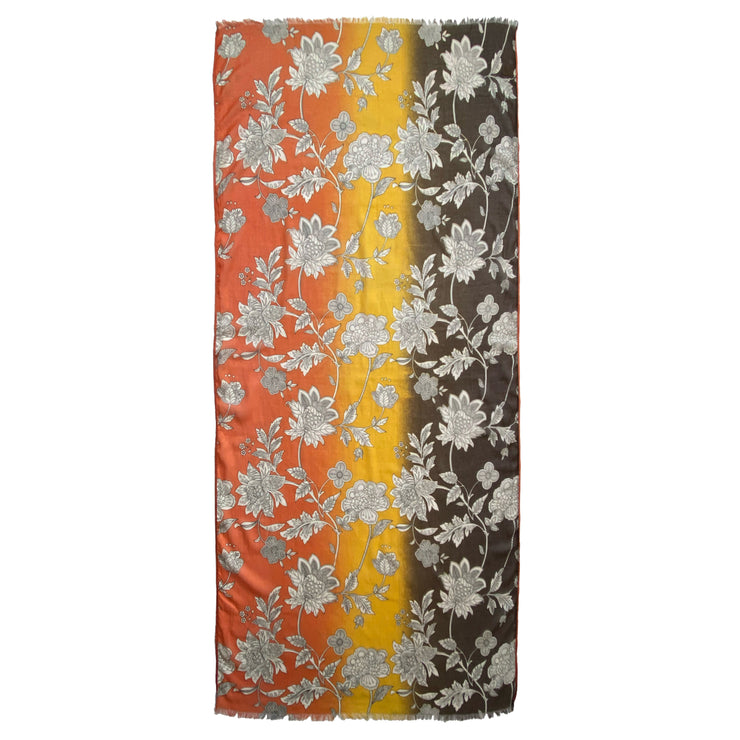 Hermosa arancio - sciarpa in khadi di cotone con bordi in grosgrain