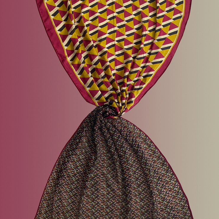 Jodie - Wool and silk scarf with velvet  ribbons