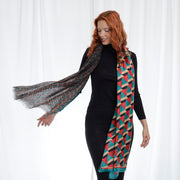 Jodie - Wool and silk scarf with velvet  ribbons