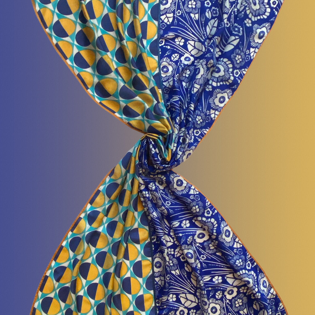 Limones - Silk and modal scarf with grosgrain ribbons