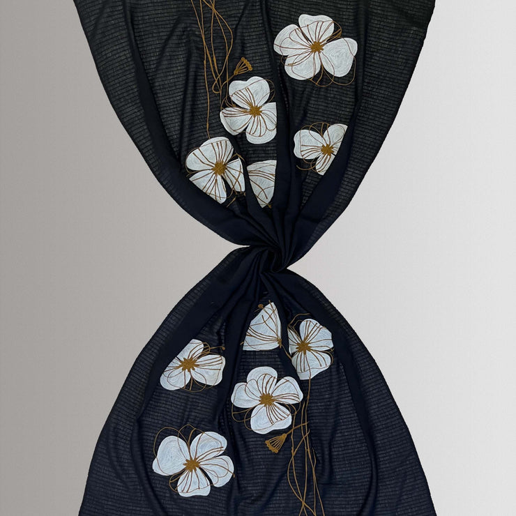 Londra - embroidered cotton / modal scarf