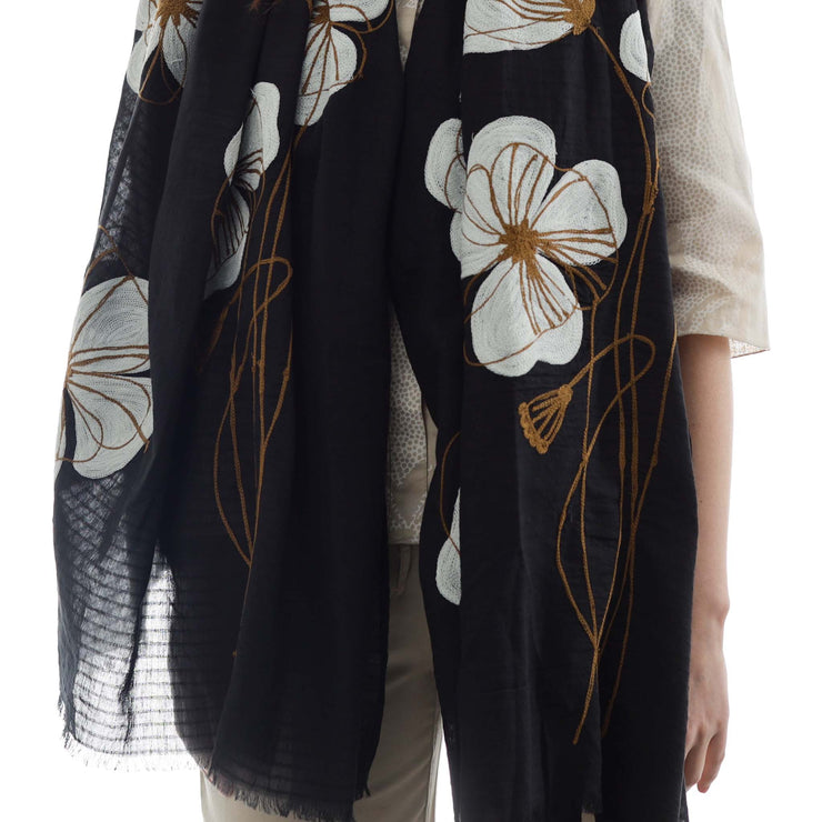 Londra - embroidered cotton / modal scarf