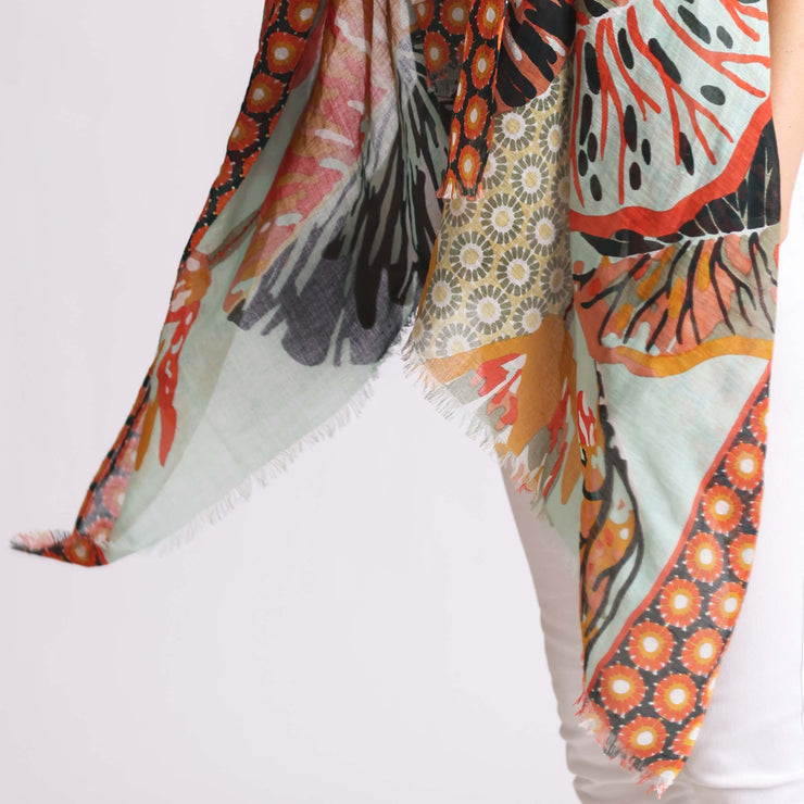 Loto - Cotton/linen scarf with embroidery