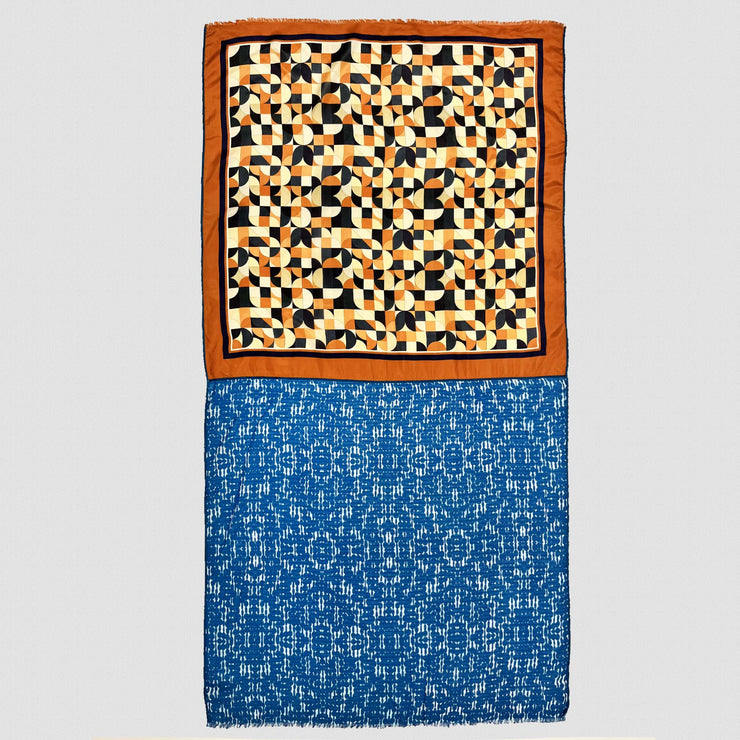 Madrid - silk / cotton scarf with grosgrain ribbons