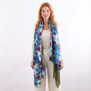 Mosaico - sciarpa di lana e seta con bordi in velluto