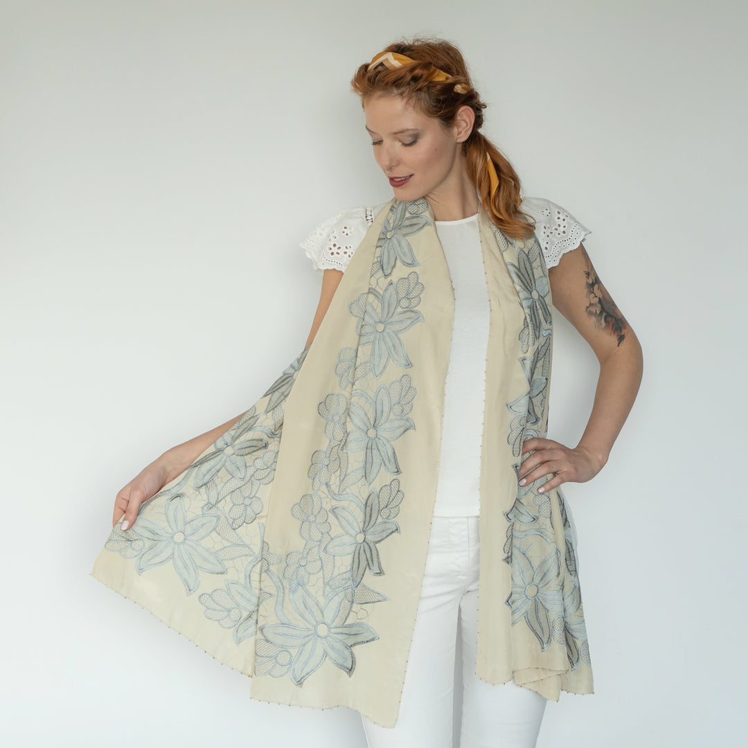 Pizzo - Embroidered viscose crêpe scarf