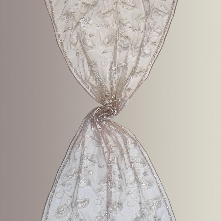 Silver - Sciarpa di tulle ricamata