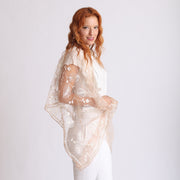 Silver - Sciarpa di tulle ricamata